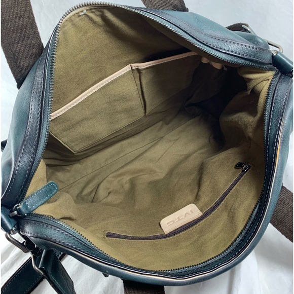 Genuine IVTG distressed blue leather briefcase messenger bag crossbody - Picture 13 of 16